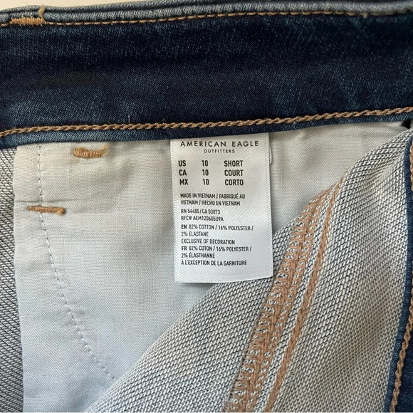 American Eagle Soft Knit Dark Patch Ripped Curvy Skinny Jeans 10 Short Women’s - Picture 12 of 13
